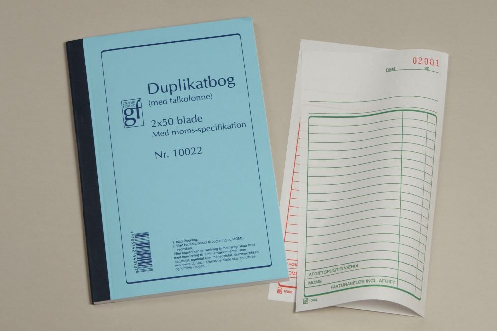 Duplikatbog 10022 2x50 blade m. moms specifikationer